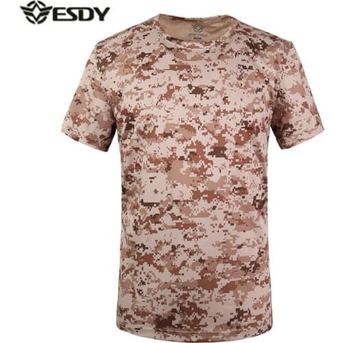 Summer Men s Hiking Quick Dry Breathable Bionic Camouflage Short Sleeve T Shirt Outdoor Tactical Training O Collar T-shirt Tops