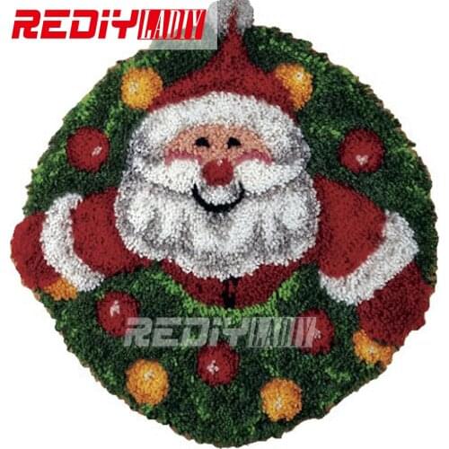 Hot Latch Hook Rug Kits DIY Needlework Unfinished Crocheting Rug Yarn Cushion Mat Christ Santa Embroidery Carpet Free Shipping