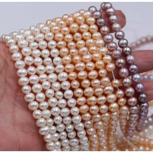 5-6mm Small Potato Baroque Pearl Beads DIY Jewelry for Choker Necklaces Women Elegant Real Natural Freshwater Pearl Beads 35cm