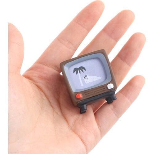 1Pc Mini Cute 1/12 Dollhouse Miniature Flat Screen TV Television With Picture Kids Play Toys