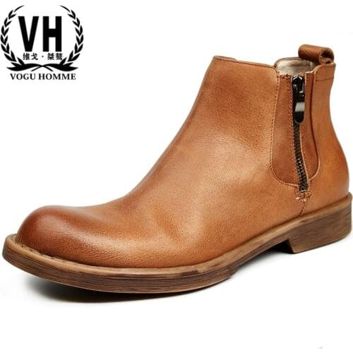 Leather shoes sleeve high shoes mens black leather boots Riding Chelsea boots men 2017 new autumn winter boots