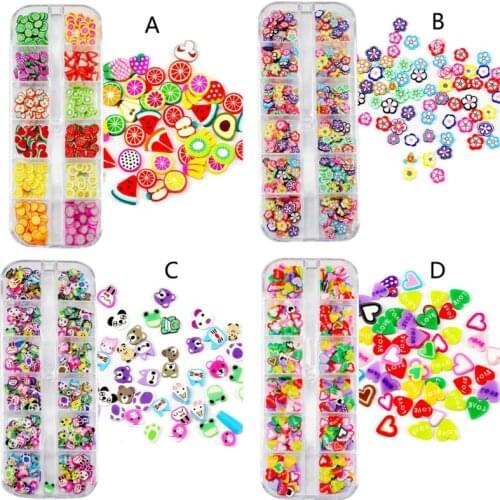 12 Bottles Soft Polymer Clay Mini Flower Fruit Animals Hear Resin Fillings Glitter Epoxy DIY Resin Jewelry Fillers Craft