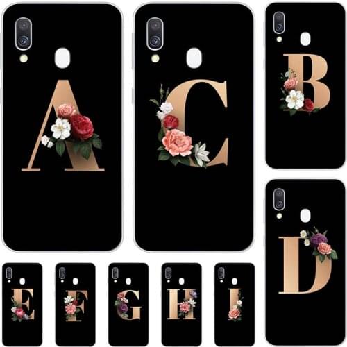 For Samsung Galaxy A40 GalaxyA40 A 40 A405 SM-A405F A405F Case Cute Lovely Cartoon Flowers Black Letters Silicone Soft Cover