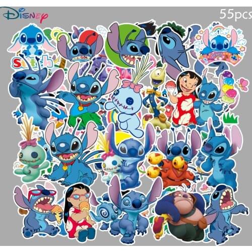 55Pcs Disney Stitch Stickers Cute Cartoon Waterproof Pvc Sticker Scrapbooking Sticker for Luggage Laptop Motorcycle Toy