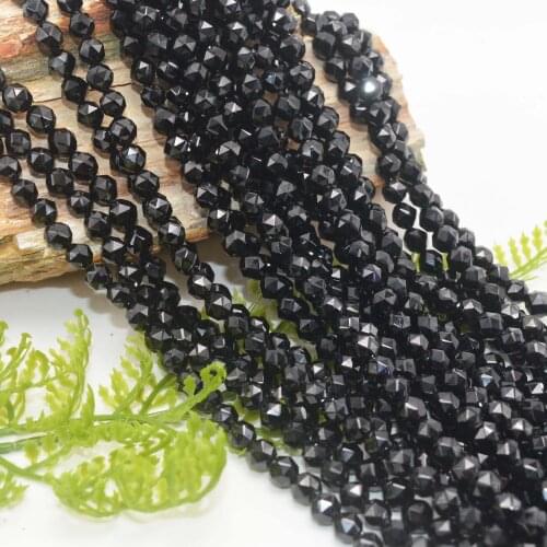 Natural Bright Quality Natural Black Spinel Triangle Faceted Round Beads 6mm / 8mm
