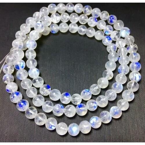 Natural Moonstone Blue Light Gemstone Beads Bracelet AAA 5.6-5.8mm