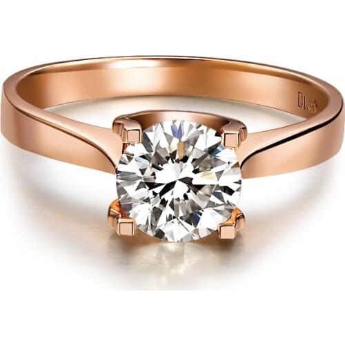 Genuine 18K Rose Gold 1Ct Round Cut Moissantie Ring for Women Engagement Wedding Anniversary Ring Love Rose Gold Promise Ring
