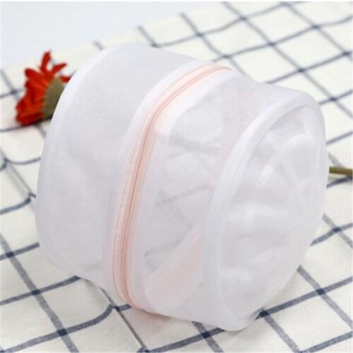 Polyester Mesh Smooth Zipper Underwear Washing Bags Cylindrical Shape Foldale Travel Clothing Storage Bags