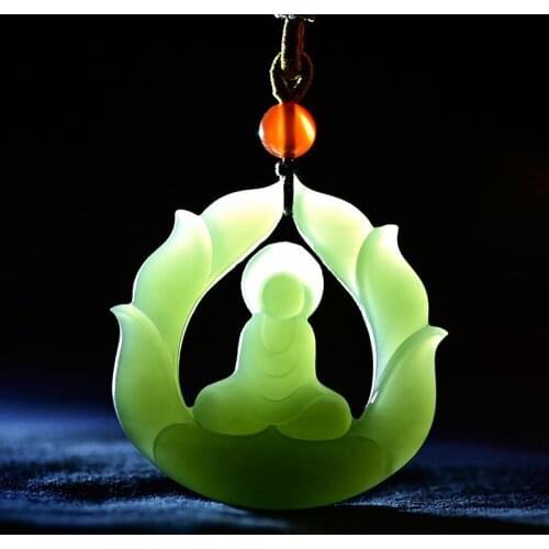 Natural A hetian jade carving jade guan yin green jade pendant unique design jadeite jade necklace men jewelry women pendants