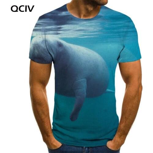 QCIV Brand Ocean T-shirt Men Animal Anime Clothes Family Tshirts Casual Love Tshirt Printed Short Sleeve Hip hop Printed Style