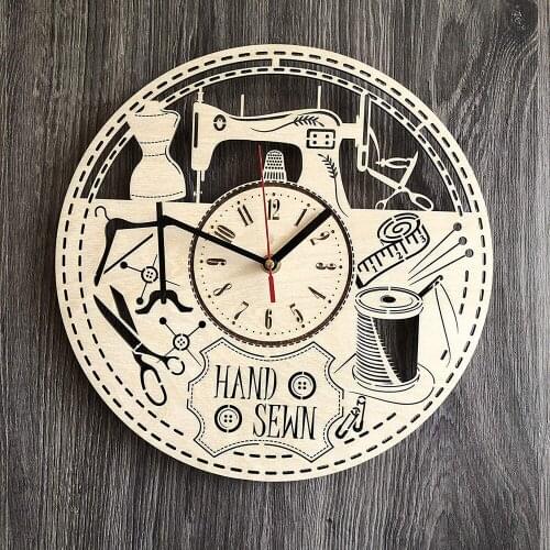 Sewing Wall Clock Made of Wood Decorate Your Home with Modern Art clocks reloj de pared 3d farmhouse decor