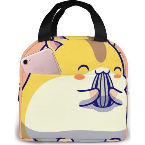 Cute Hamster Eating Sunflower Seed Lunch Food Box Bag Insulated Thermal Food Picnic Lunch Bag for Women kids Men Cooler Tote Bag