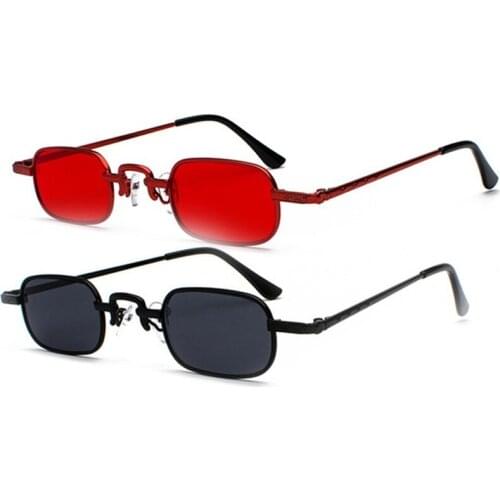 Small Vintage Retro Shades Rectangle Sunglasses UV400 Metal Square Frame Clear Lens Sun Glasses Eyewear Men Women Goggles