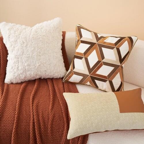 Modern Minimalist Nordic Couch Pillow Light Luxury Living Room High-End Hotel Bedside Orange Big Backrest Cushion Pillow Cover