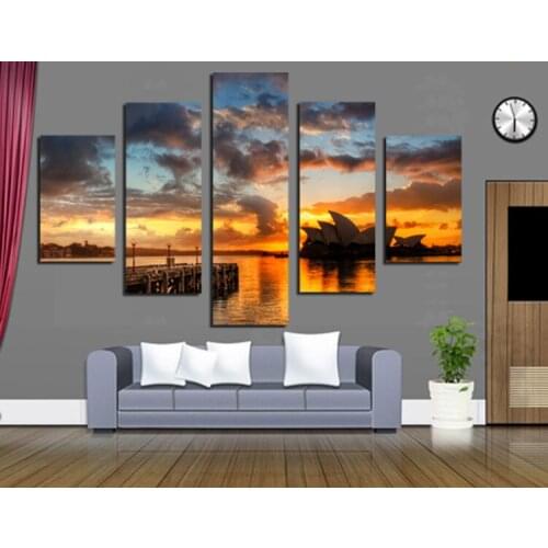 Modern Giclee Print Sydney Opera House 5 panels Canvas Painting Printed on Canvas for Home Decoration Pictures Wall Art No Frame
