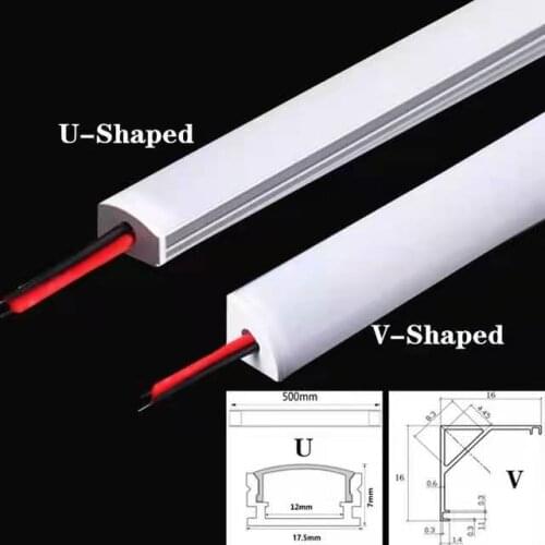 LED Brilliant Light DC12V 50CM 20 Inch LED Strip SMD5730 36LEDs U / V-shape Flat Channel LED Aluminum Rigid Strip for Indoor
