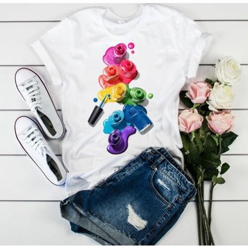 Print tops women casual short sleeve tshirt Casual Summer Women O Neck Short Sleeve Printing Ink Loose Blouse T-shirt Top