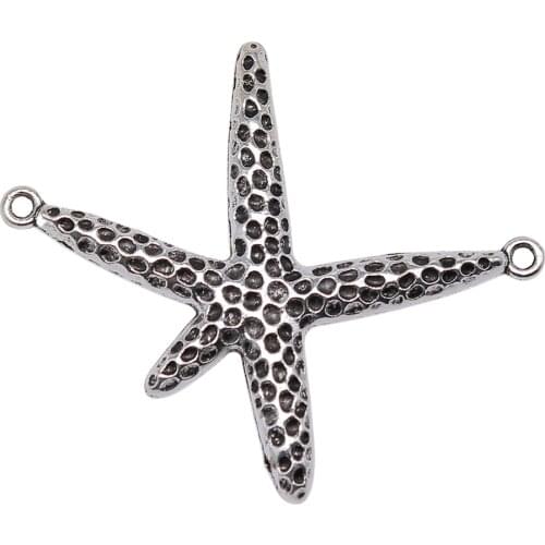 WYSIWYG 3pcs 40x33mm Starfish Connector Pendants Finding Starfish Connector Charm Pendants For Jewelry Making