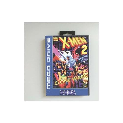 X-Mens 2 Game Clone Game Wars - EUR Cover With Box 16 Bit MD Game Card for Sega Megadrive Genesis Video Game Console