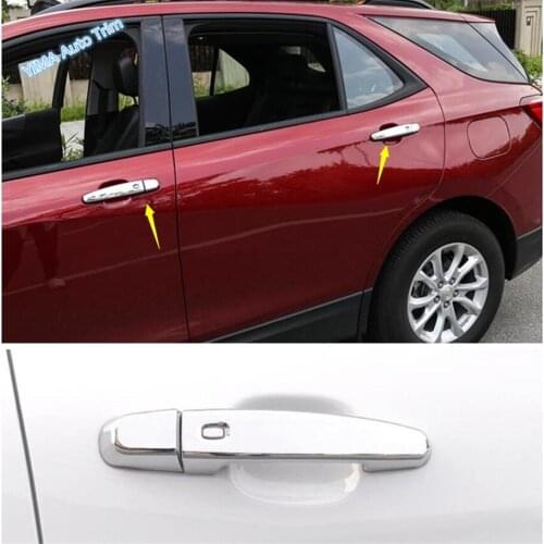 Lapetus Car Styling Outside Door Pull Handle Protection Cap Cover Trim Chrome Look Fit For Chevrolet Equinox 2017 - 2021 ABS