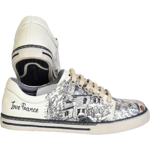Digital Edition Love France Themed Special Digital Print Colorful Patterned Womens Sports Shoes Classic Shoes Flat Camouflage