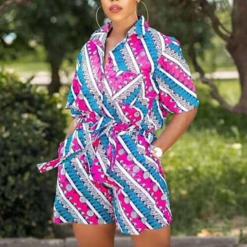 Color Contrast Floral Printed Buttons Shirts and Shorts 2 Piece Sets for Women Summer Suits 2021 New Blouse Ladies Trouser Suits