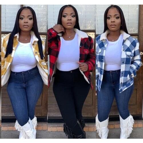 Echoine Winter Thick Plaid Patchwork Wool Suede Coat Casual Women Fur Jacket Warm Outwear Street Vintage Winter Coat