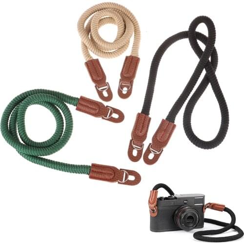 1Pc Cotton Rope Camera Neck Strap Vintage Shoulder Strap Leather Wrist Lanyard