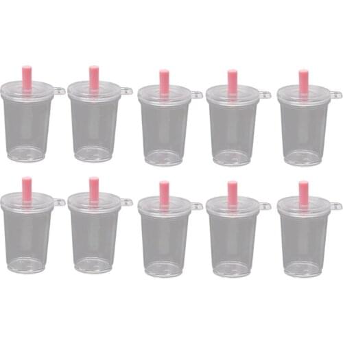10Pcs Mini Frappuccino Cup Coffee Cup Dollhouse Miniature Simulation Plastic Cake Ice Cream Cups Keychain Jewelry Making