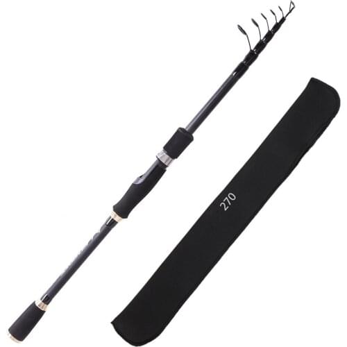 2.7m Carbon Lure Fishing Rod Straight Shank 7 Section Telescopic Ultra Light Travel Carbon Fiber Fishing Pole Lure Tackle