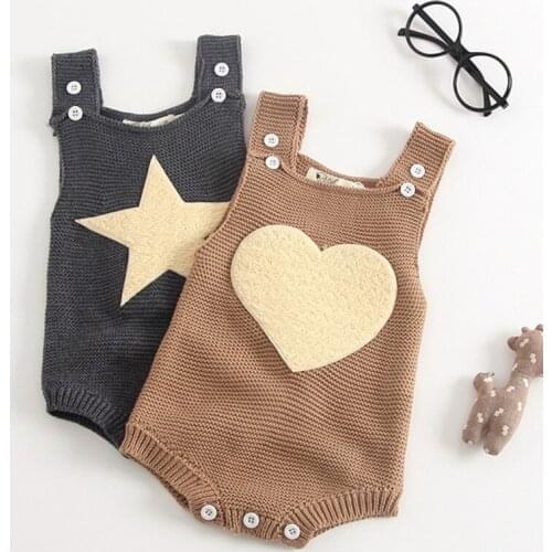 2020 Newborn Spring Autumn Boys Girls Star Jumpsuits Clothes Baby Boys Girls Braces Rompers Knitted Children Rompers