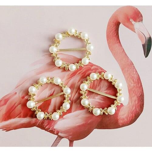 5 pcs/lot Hair Accessories DIY Round Gold Craft Pearl Alloy Round Earring Jewelry Accessories Butterfly Rhinestone Buttons