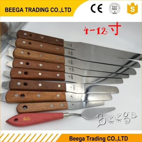 Free Shipping 4-12 Inch Decorating Supplies Smooth Filling Flat Scraper Blade Angled Tools Wate/Oliness Ink Spatulas