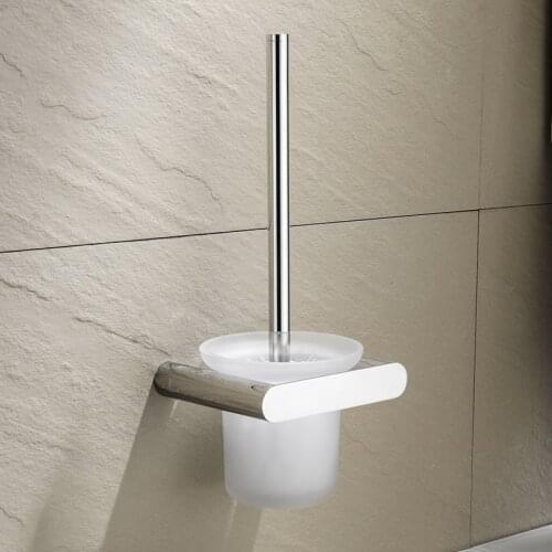 Free Shipping Bathroom Accessories Wall Mounted Bathroom Toilet WC Brush Holder Hanger with Glass Cup