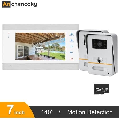 Anchencoky Video Door Phone Wired Video Intercom System 7 inch Door Intercom 1200TVL Camera With Door Release and Motion Sensing