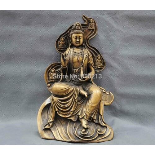 Bi0011720 16" China Kwan-yin Guanyin Buddha Bronze Statue