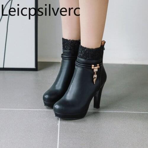 Womens Boots The New winter fashion Round head zipper High heel Martin boots Womens shoes plus size 34-43 Heel Height 10cm