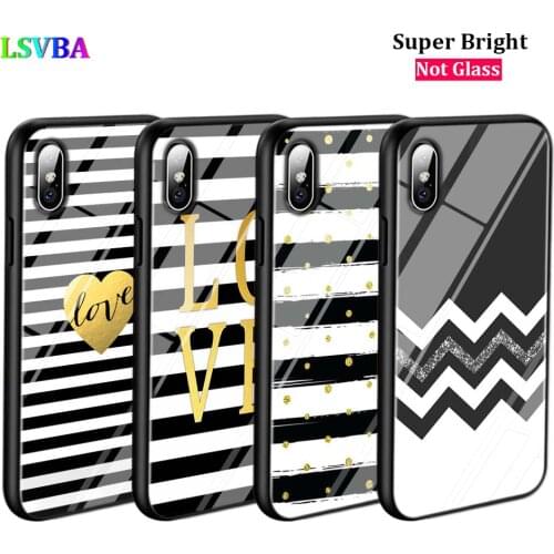 Black Cover Black white Stripe for iPhone 11 11Pro X XR XS Max for iPhone 8 7 6 6S Plus 5S 5 SE Glossy Phone Case