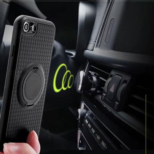 Silincone coque case for iPhone X 7 6 6s 5 5s 8 se Soft TPU Matte case cover with Luxury Carbon Fiber PC Magnet Suction stand