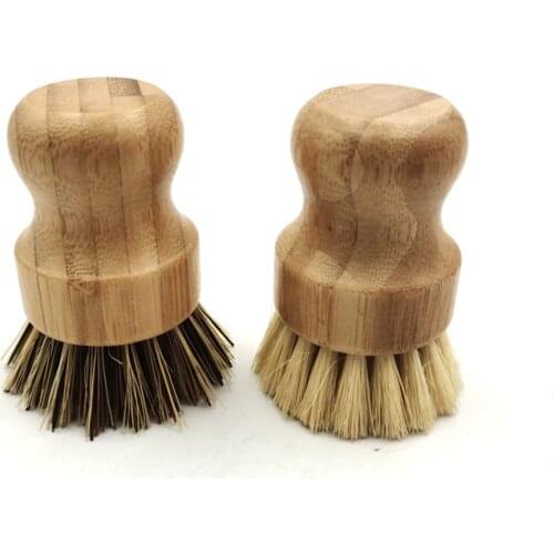 Wooden Bamboo Round Pot Short Handle Mini Scrub Dish Bowl Sink Pans Stove Washing Brush Kitchen Easy Convenient Cleaning Tools