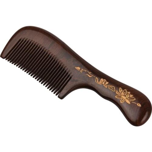 Wooden Hair Comb Fine Tooth Comb with Handle for Women No Static Natural Detangling Sandalwood Comb