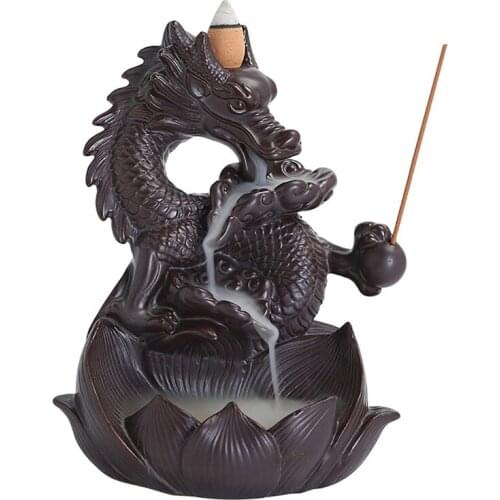 Home Decor Incense Burner Handmade Ceramic Dragon Backflow Incense Burner Creative Smoke Waterfall Incense Holder
