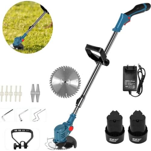 Electric Lawn Mower Cordless Grass Hedge Trimmer with 2 Batteries Adjustable Handheld Garden Tool Grass Pruning Tool machine