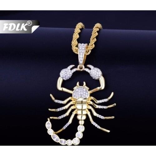 FDLK Animal Scorpion Hip Hop Pendant with Necklace Bling Mens Necklace Jewelry for Gift