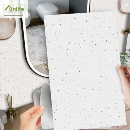 Funlife 3Pcs 3D Imitation Terrazzo Floor Sticker Waterproof PVC 3D Adhesive Wall Tile Sticker for Bathroom 30X60cm