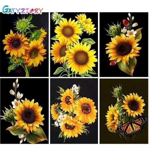 GATYZTORY DIY Painting By Numbers Kit Sunflower Acrylic Paint By Numbers Wall Art Canvas Painting on canvas Special gift
