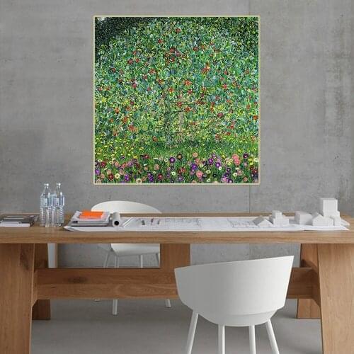 Holover Gustav Klimt"Apple Tree I,1912"Canvas Oil Painting Western Art Decor Poster Aesthetic Home Room Interior Decoration