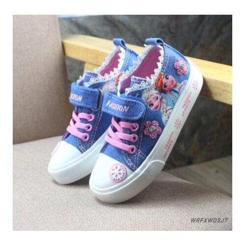 Girls Canvas Shoe Cartoon Anna Print Casual Shoes Korean-style Anti-slip Breathable Running Shoes Fashion Cartoon Big Kids