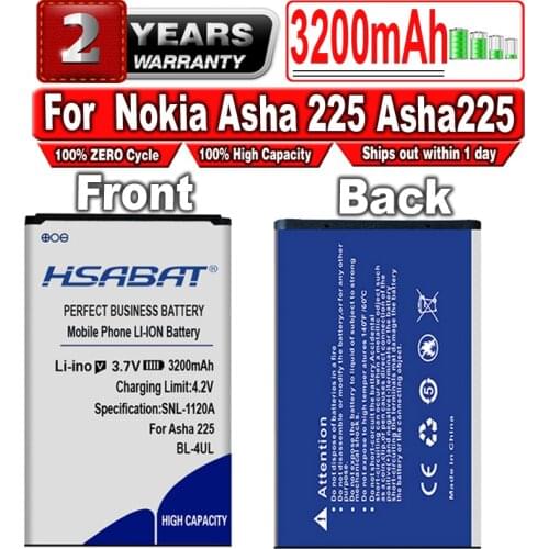 HSABAT 100% New 3100mAh BL-4UL for Nokia Asha 225 Asha225 Battery Li-ion Polymer Powerful Batteries
