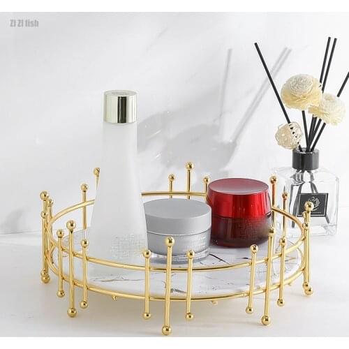 European-style Creative Bathroom Storage Tray Tray Bedroom Desktop Dressing Table Jewelry Rack White Marble Storage Rack